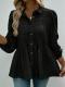 Solid-color Button-down Casual Chic Long-sleeve Ruffled Shirt