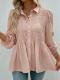 Solid-color Button-down Casual Chic Long-sleeve Ruffled Shirt