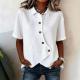 Solid-color Asymmetrical Shirt Loose-fitting Cotton Top