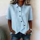 Solid-color Asymmetrical Shirt Loose-fitting Cotton Top