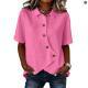 Solid-color Asymmetrical Shirt Loose-fitting Cotton Top