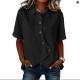 Solid-color Asymmetrical Shirt Loose-fitting Cotton Top
