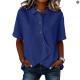Solid-color Asymmetrical Shirt Loose-fitting Cotton Top