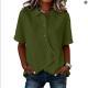 Solid-color Asymmetrical Shirt Loose-fitting Cotton Top