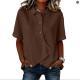 Solid-color Asymmetrical Shirt Loose-fitting Cotton Top