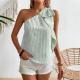 Womens Solid Color Versatile Striped Sleeveless Tank Top