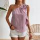 Womens Solid Color Versatile Striped Sleeveless Tank Top