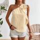 Womens Solid Color Versatile Striped Sleeveless Tank Top