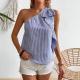 Womens Solid Color Versatile Striped Sleeveless Tank Top