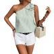 Womens Solid Color Versatile Striped Sleeveless Tank Top