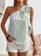 Womens Solid Color Versatile Striped Sleeveless Tank Top
