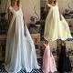 Womens Simple Solid-Color Long Dress