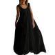 Womens Simple Solid-Color Long Dress