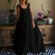 Womens Simple Solid-Color Long Dress