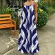 Plus-size Womens Wavy-print Strap Maxi Dress