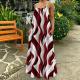 Plus-size Womens Wavy-print Strap Maxi Dress