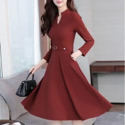 Womens Long-sleeved Dress For Spring And Autumn