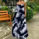Tie-dye Strap Long Sleeveless Dress