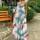 Tie-dye Strap Long Sleeveless Dress