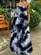 Tie-dye Strap Long Sleeveless Dress