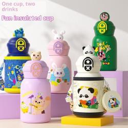Cartoon Dual-Use Childrens Insulated 316 Stainless Steel Drop-Resistant Portable Water Bottle
