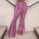 Womens Multi-color Ethnic-style Printed Striped Flared Pants High-waisted Slim-fit And Versatile