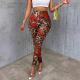 Womens Floral Print Stretchy Waist Leggings