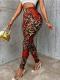 Womens Floral Print Stretchy Waist Leggings