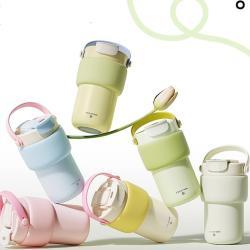 Thermal Mug Cold-preserving Travel-friendly With A Ceramic Inner Liner And A Straw
