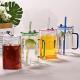 1 Pcs Green Glass Straw Cup, 4 Colors Square Glass Cup With Straw And Lid, High Borosilicate Glass Cup, Milk Cup, Juice Cup, Cold Drink Cup, Coffee Cup, Tea Cup, Office Cup, Gift Cup