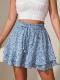 Double-layer Ruffled Skort With Elastic Waist And Adjustable Drawstring