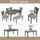 6 Piece Kitchen Dining Set, Rectangular Wooden Dining Table With 4 Upholstered Chairs And A Bench, Dining Table Set For 6 People, Living Room, Home Bar And Kitchen, Walnut