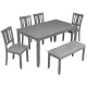 6 Piece Kitchen Dining Set, Rectangular Wooden Dining Table With 4 Upholstered Chairs And A Bench, Dining Table Set For 6 People, Living Room, Home Bar And Kitchen, Gray