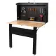 Wall Mounted Workbench, Robust Space-Saving Foldable Workbench With Rubberwood Work Surface, Pegboard For Tools