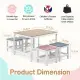 5-piece Childrens Patio Table And Chair Set - 1 Table & 4 Stools, 29.5 Inches, Khaki, Pink, Purple, Blue, And Green Color Blocking, Made Of Poplar Wood