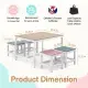 5-piece Childrens Patio Table And Chair Set - 1 Table & 4 Stools, 29.5 Inches, Khaki, Pink, Purple, Blue, And Green Color Blocking, Made Of Poplar Wood