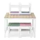 5-piece Childrens Patio Table And Chair Set - 1 Table & 4 Stools, 29.5 Inches, Khaki, Pink, Purple, Blue, And Green Color Blocking, Made Of Poplar Wood