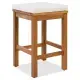 5 Piece Outdoor Bar Set, Patio Acacia Wood Bar Height Table & Four Stools With Cushions, Wood Dining Bar Set For Backyard, Poolside, Balcony, Beige Cushion And Natural Wood