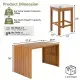 5 Piece Outdoor Bar Set, Patio Acacia Wood Bar Height Table & Four Stools With Cushions, Wood Dining Bar Set For Backyard, Poolside, Balcony, Beige Cushion And Natural Wood