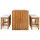 5 Piece Outdoor Bar Set, Patio Acacia Wood Bar Height Table & Four Stools With Cushions, Wood Dining Bar Set For Backyard, Poolside, Balcony, Beige Cushion And Natural Wood