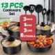 13pcs Cookware Set Pan Pot Non Stick Saucepans Frying Pan Cookware Set Glass Lid