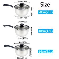 Set Of 3 Induction Non Stick Stainless Steel Cookware Kitchen Glass Lids Pot Pan