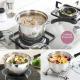 Set Of 3 Induction Non Stick Stainless Steel Cookware Kitchen Glass Lids Pot Pan