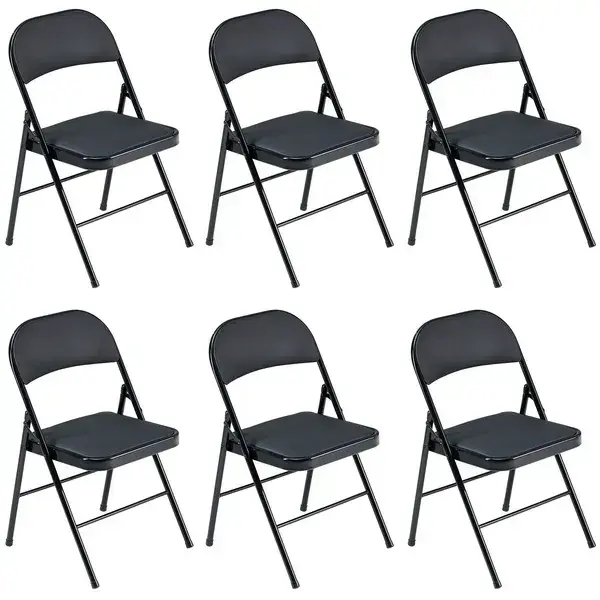 6pcs Elegant Foldable Iron & PVC Chairs For Convention & Exhibition Black