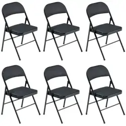 6pcs Elegant Foldable Iron & PVC Chairs For Convention & Exhibition Black