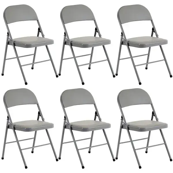 6pcs Elegant Foldable Iron & PVC Chairs For Convention & Exhibition Gray