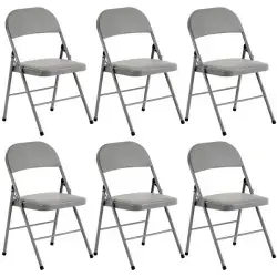 6pcs Elegant Foldable Iron & PVC Chairs For Convention & Exhibition Gray