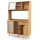 69-Inch Bamboo Kitchen Cabinet With Tempered Glass Doors, Extra Storage Space & Anti-Tilting Design