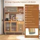 69-Inch Bamboo Kitchen Cabinet With Tempered Glass Doors, Extra Storage Space & Anti-Tilting Design