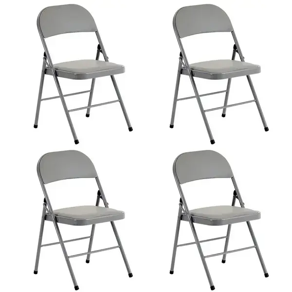 4pcs Elegant Foldable Iron & PVC Chairs For Convention & Exhibition Gray